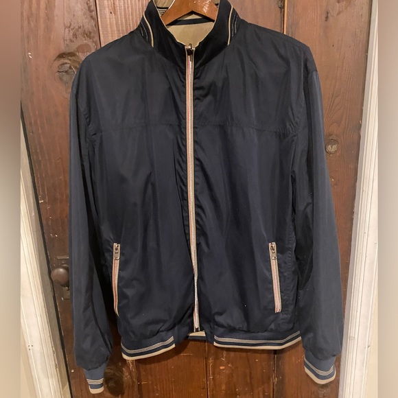 EUC! Men’s L Enzo Tovare Reversible Lightweight Jacket Windbreaker Brown Navy - Picture 1 of 6